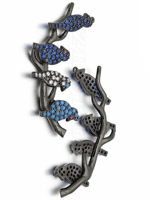 Gun black Copper Micro Inlay 4 Birds Necklace Sweater Chain Accessories