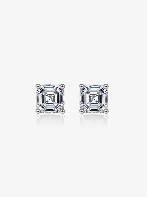 A&T Jewelry 925 Sterling Silver High Carbon Diamond Clear Geometric Earring