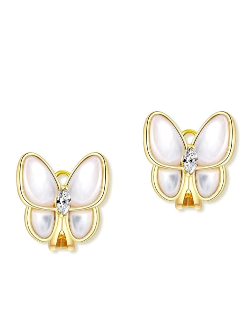 A&T Jewelry 925 Sterling Silver Shell Butterfly Dainty Stud Earring 0