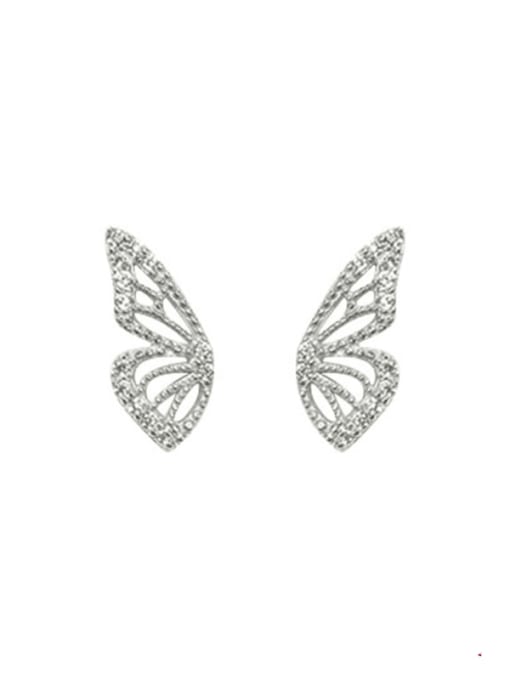 YUANFAN 925 Sterling Silver Cubic Zirconia Butterfly Minimalist Stud Earring 3