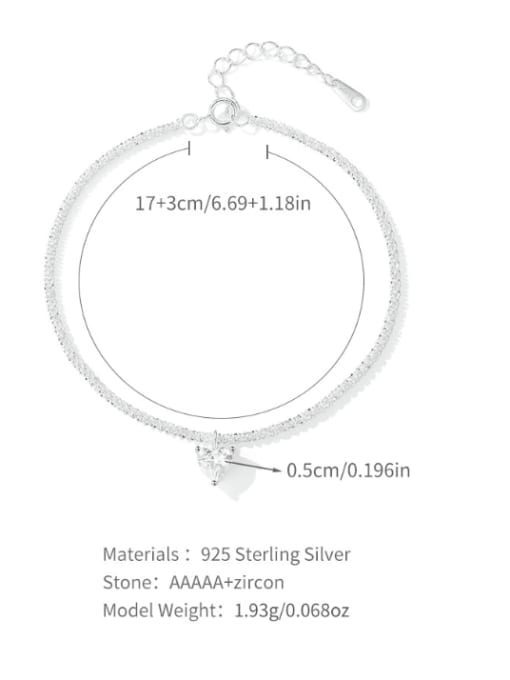 YUANFAN 925 Sterling Silver Cubic Zirconia Geometric Minimalist Link Bracelet 1