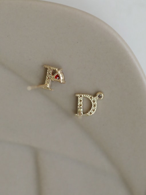 ZEMI 925 Sterling Silver Cubic Zirconia Asymmetrical  Letter Cute Stud Earring 3