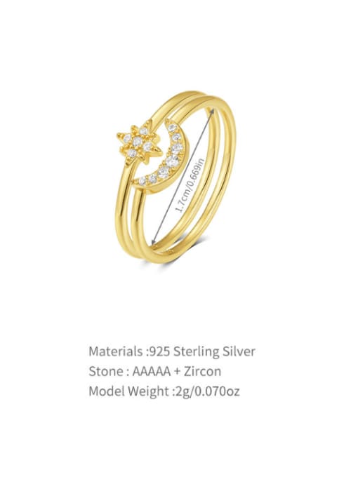 Gold 4 925 Sterling Silver Cubic Zirconia Geometric Minimalist Band Ring