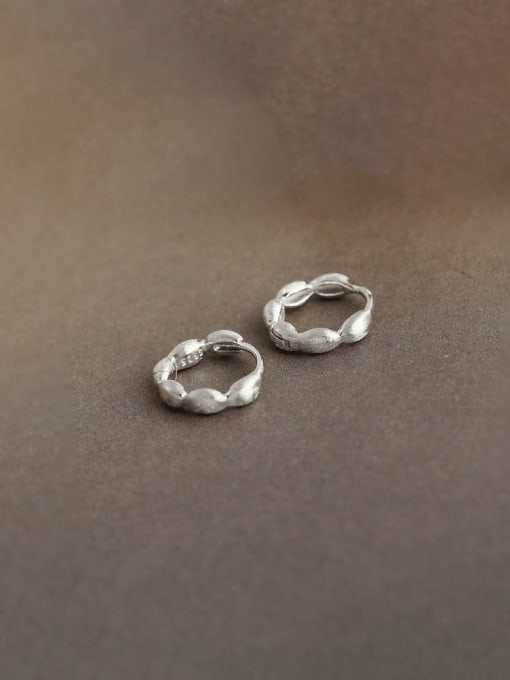 Platinum 925 Sterling Silver Geometric Minimalist Huggie Earring
