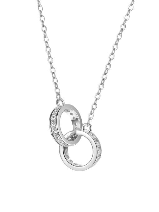 YUANFAN 925 Sterling Silver Cubic Zirconia double hoop Round Necklace 0