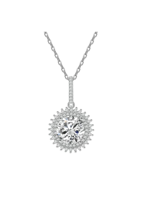 white 925 Sterling Silver High Carbon Diamond Geometric Luxury Necklace