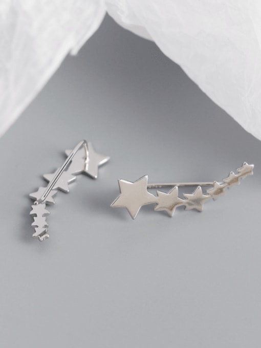 Platinum 925 Sterling Silver Star Minimalist Stud Earring