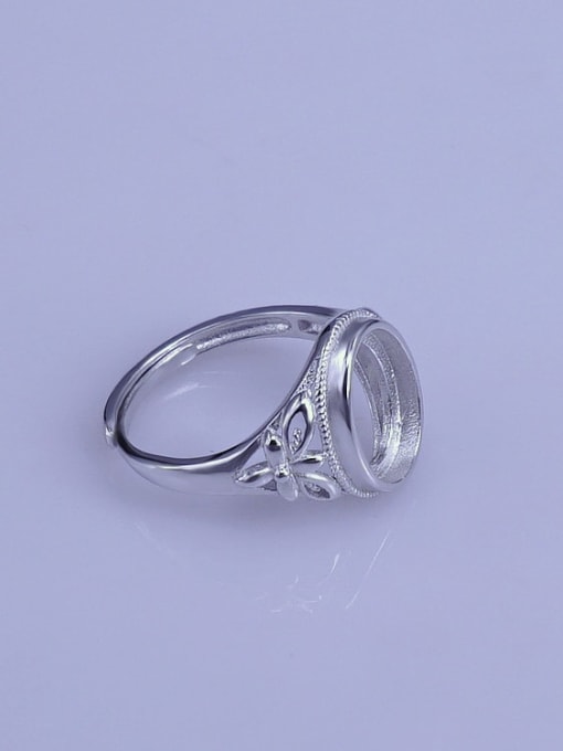Supply 925 Sterling Silver 18K White Gold Plated Geometric Ring Setting Stone size: 9*12mm 2
