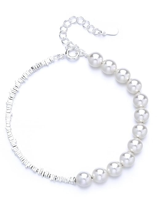 498FL Bracelet approximately 6.5g 925 Sterling Silver Freshwater Pearl Irregular Minimalist Necklace