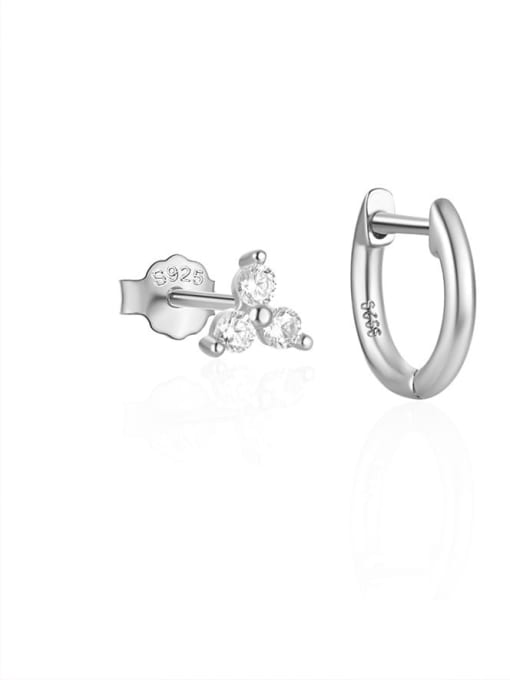 3 pieces per set in white gold  4 925 Sterling Silver Cubic Zirconia Geometric Minimalist Huggie Earring