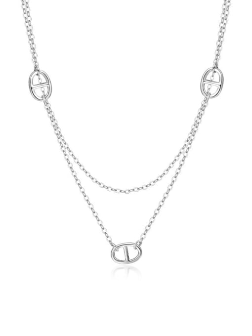 A3058 platinum 925 Sterling Silver Geometric Minimalist Necklace