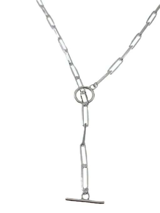 ARTTI 925 Sterling Silver Geometric Minimalist  Flat Long Cross Chain Necklace 3