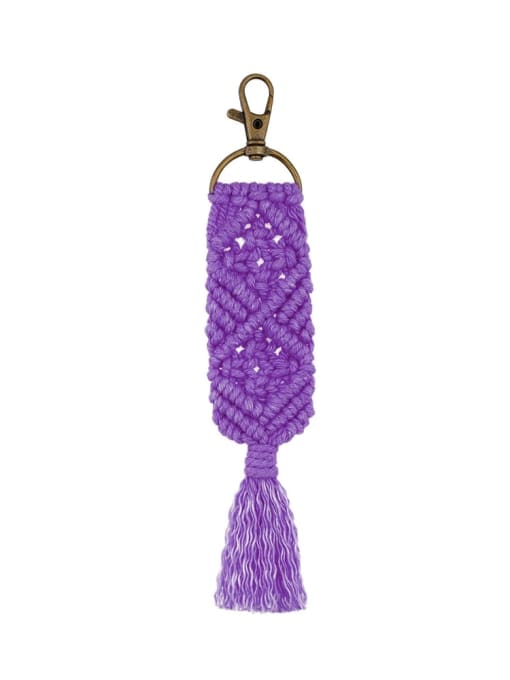 K68150 purple Alloy Cotton Rope  Tassel Bohemia Hand-Woven Bag Pendant
