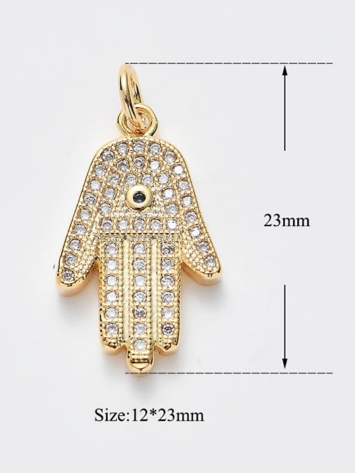 FA035 Copper Alloy Plated White Cubic Zirconia Hand Charm Height : 12 mm , Width: 23 mm