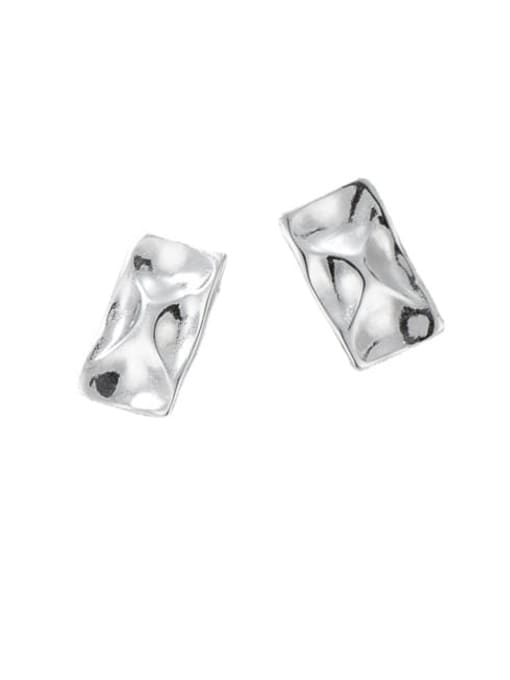 ARTTI 925 Sterling Silver Smotth   Minimalist Concave Convex Square Stud Earring 0