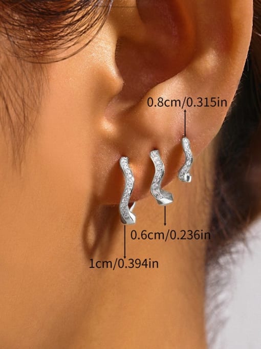 YUANFAN 925 Sterling Silver Cubic Zirconia Geometric Dainty Huggie Earring 1