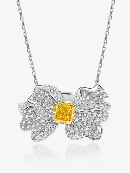 Yellow Diamond 66 Necklace 925 Sterling Silver Cubic Zirconia Butterfly Luxury Necklace