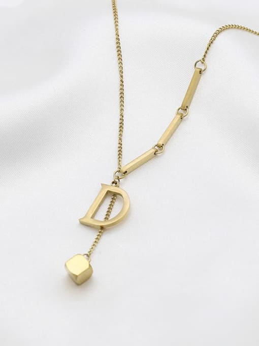 Letter D Tassel Necklace Titanium Steel Tassel Minimalist Lariat Necklace