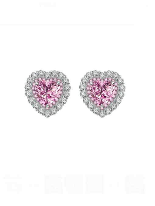 A&T Jewelry 925 Sterling Silver Cubic Zirconia Heart Luxury Cluster Earring