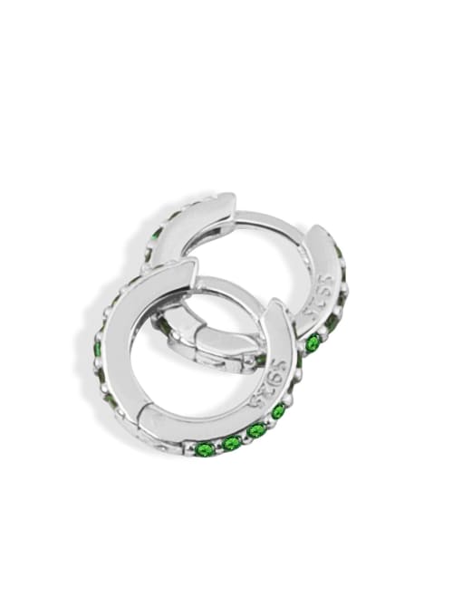 Green diamond (platinum) 925 Sterling Silver Cubic Zirconia Geometric Minimalist Huggie Earring