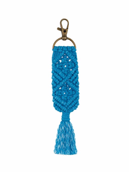 K68150 blue Alloy Cotton Rope  Tassel Bohemia Hand-Woven Bag Pendant