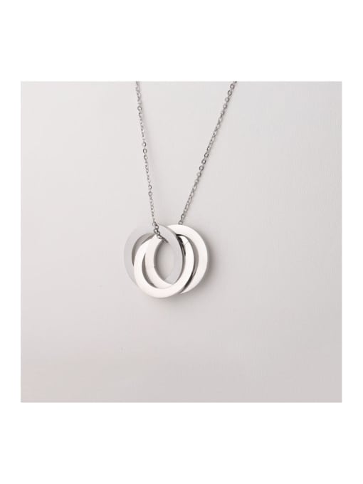 Steel Necklace Stainless steel Round Three rings and three colors Minimalist Necklace