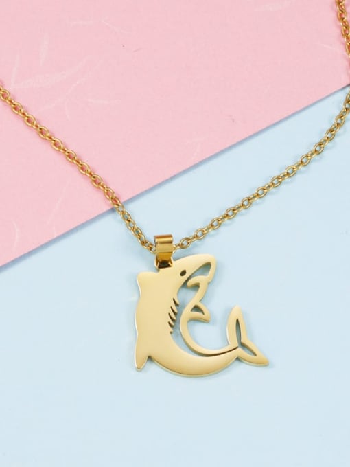 MEN PO Stainless steel Minimalist   Dolphin  Pendant Necklace 1