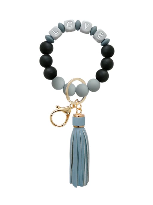 K68267 Alloy Silicone Bead Tassel Bracelet /Key Chain