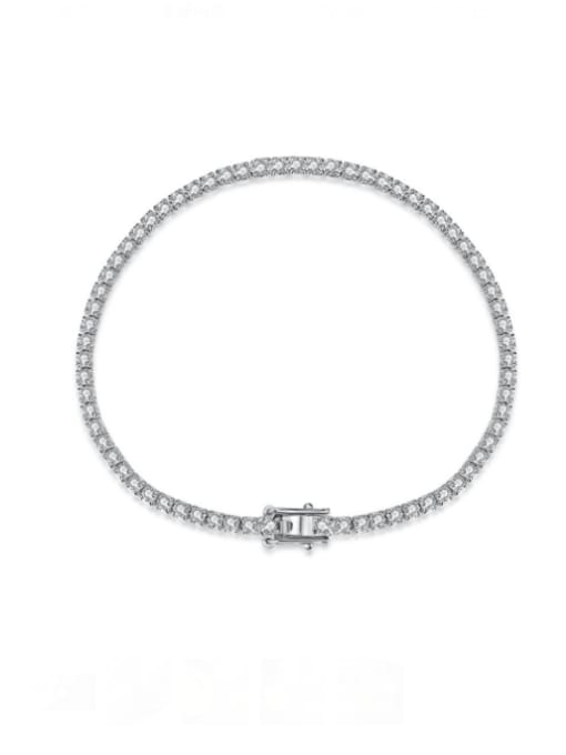 DY150130, 3mm wide 925 Sterling Silver Cubic Zirconia Geometric Luxury Link Bracelet