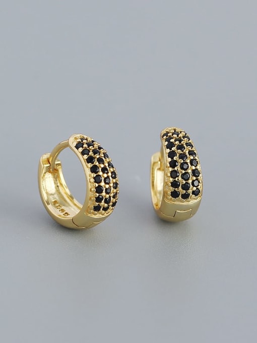 Gold (Blackstone) 925 Sterling Silver Cubic Zirconia Geometric Trend Stud Earring