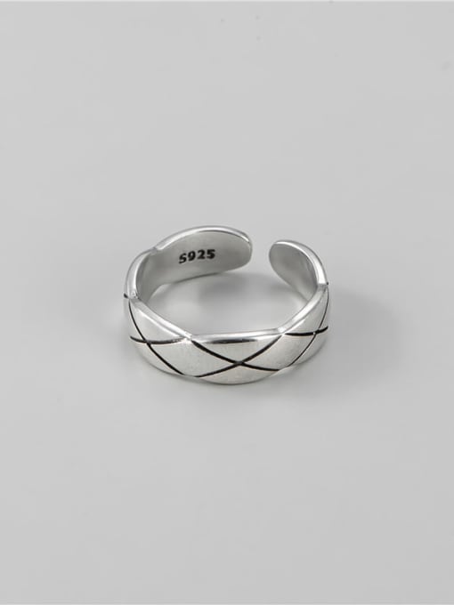 Narrow version (5mm) 925 Sterling Silver Geometric Vintage Band Ring