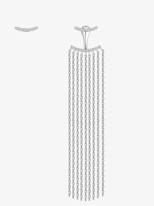 A&T Jewelry 925 Sterling Silver Asymmetrical  Tassel Minimalist Threader Earring 3