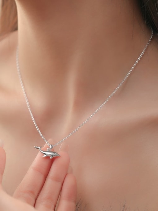 YUANFAN 925 Sterling Silver Dolphin Cute Necklace 3