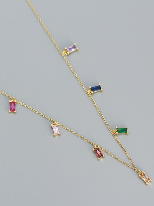 Gold (colored stone) 925 Sterling Silver Geometric Dainty Necklace
