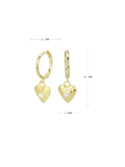 gold 925 Sterling Silver Cubic Zirconia Heart Minimalist Huggie Earring
