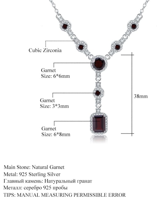 Garnet 925 Sterling Silver Swiss Blue Topaz Geometric Luxury Necklace