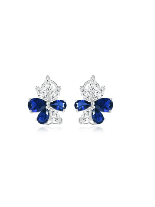 blue 925 Sterling Silver High Carbon Diamond Geometric Luxury Drop Earring