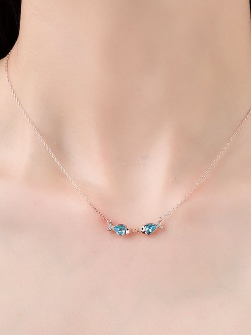PNJ-Silver 925 Sterling Silver Cubic Zirconia Fish Minimalist Necklace 1