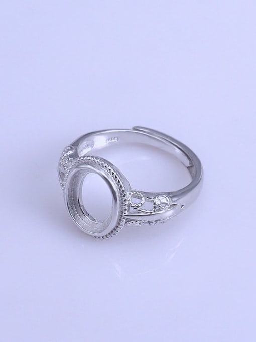 Supply 925 Sterling Silver 18K White Gold Plated Geometric Ring Setting Stone size:8*10 10*12mm 1
