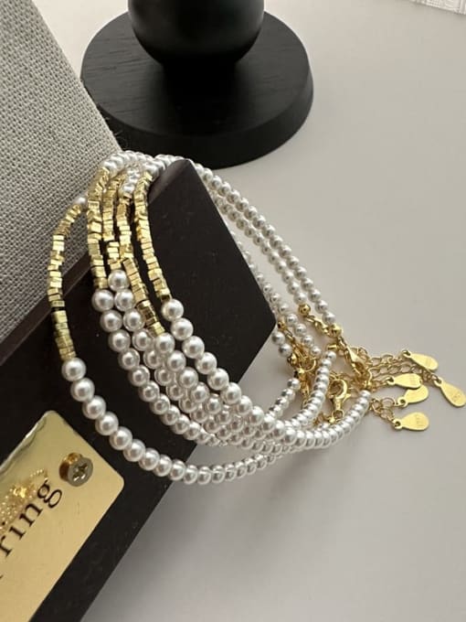 Colored pearl bracelet 925 Sterling Silver Vintage Handmade Beaded Bracelet