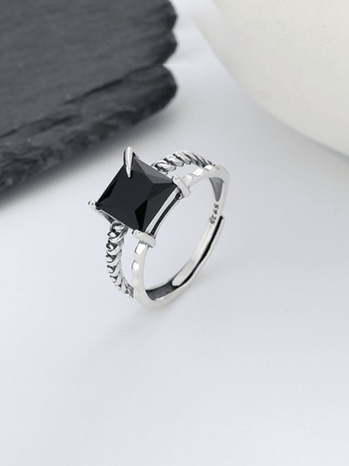 500fj about 2.8g 925 Sterling Silver Cubic Zirconia Geometric Vintage Ring