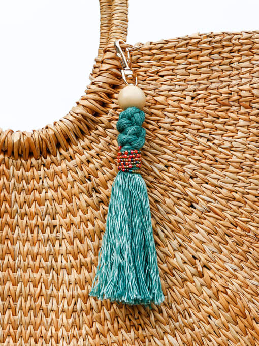 JMI Alloy Bead Cotton Rope Tassel Artisan Hand-Woven Bag Pendant 1
