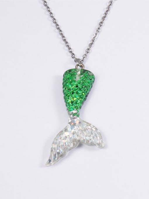Color 2 Stainless steel Resin  Cute Wind Fish Tail Pendant Necklace