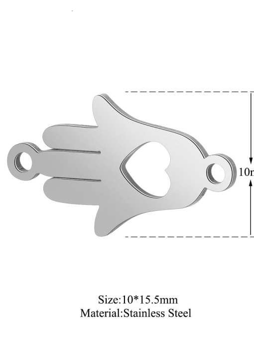 XT534S Stainless steel Heart Hand Charm Height : 10 mm , Width: 15.5 mm