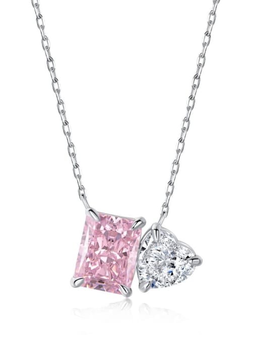 Pink DY190372 925 Sterling Silver Cubic Zirconia Geometric Luxury Necklace