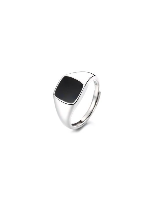 TAIS 925 Sterling Silver Enamel Geometric Band Ring