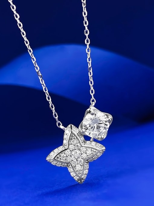 M&J 925 Sterling Silver Cubic Zirconia Star Minimalist Necklace
