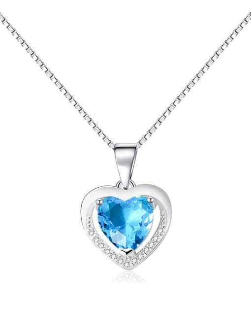 PNJ-Silver 925 Sterling Silver Cubic Zirconia Heart Minimalist Necklace 0