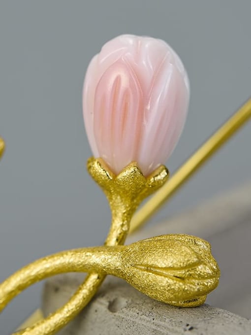 LOLUS 925 Sterling Silver Elegant jasmine queen snail Artisan Hook Earring 1