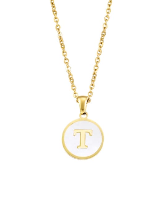 T Stainless steel Enamel Letter Geometric Minimalist Necklace